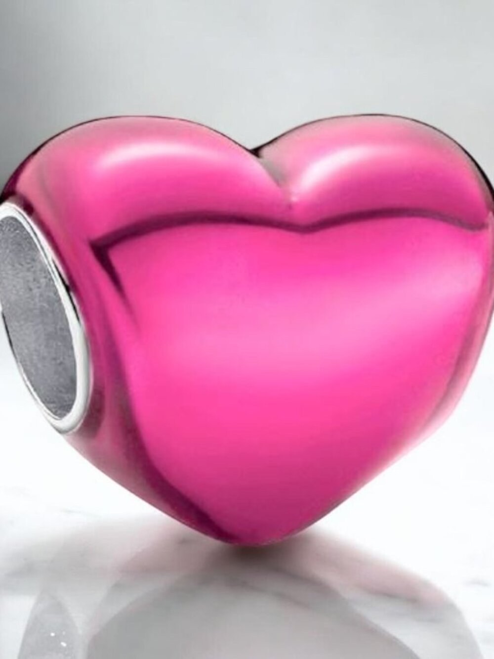 NEW Authentic Pandora Metallic Heart Charm PINK #793337C02 / Pandora Bracelet